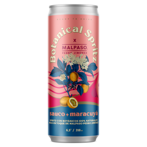 12 latas Pisco Malpaso Sauco + Maracuyá 310 ml ($2.190 c/u)