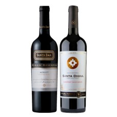 Pack 6 botellas Santa Ema Gran Reserva Merlot + 6 botellas Santa Digna Gran Reserva Cabernet Sauvignon ($4.990 c/u) 