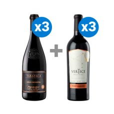 Pack 3 botellas Ventisquero Vértice + 3 Tarapacá etiqueta Negra Cabernet Sauvignon ($10.990 c/u) 