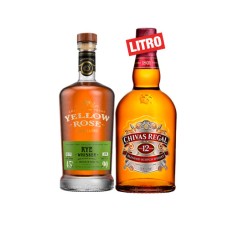 Pack 1 Whisky Yellow Rose Rye 750 cc + 1 Chivas Regal 12 años LITRO ($19.900 c/u) 