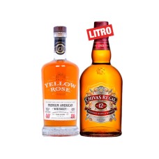 Pack 1 Whisky Yellow Rose Bourbon 750 cc + 1 Chivas Regal 12 años LITRO ($19.900 c/u) 
