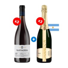 Pack de 3 Espumantes Chandon Brut + 3 Cartagena Sauvignon Blanc ($9.990 c/u) 