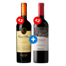 Pack 3 vinos Emiliana, Coyam  + 3 Casa Silva Gran Terroir de los Andes Carmenere ($9.990 c/u)