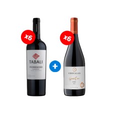 Pack 6 botellas Tabali Gran Reserva Pedregoso Carmenere + 6 botellas Chocalan Grand Cuvée Syrah ($4.990 c/u)