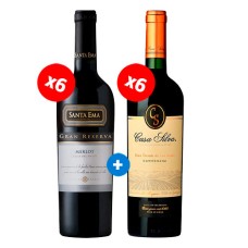 Pack 6 botellas Santa Ema, Gran Reserva Merlot + 6 botellas Casa Silva, Gran Terroir de los Andes Carmenere 