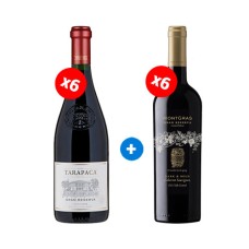 Pack 6 botellas Tarapaca, Gran Reserva Carmenere + 6 MontGras Gran Reserva Cabernet Sauvignon ($4.990 c/u) Semanal