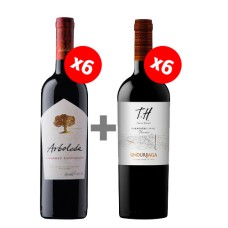 Pack 6 botellas Arboleda Cabernet Sauvignon + 6 Undurraga TH Carmenere ($7.990 c/u) 