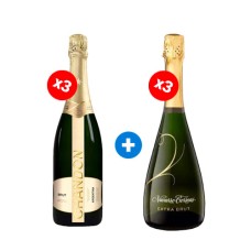 Pack 3 Botellas Chandon Brut 750 cc + 3 Botellas de Espumante Navarro Correa Extra  Brut 750cc ($9990)