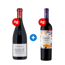 Pack 6 Botellas Gran Reserva Tarapaca Carmenere +  6 Botellas Viu Manent Secreto Cabernet Sauvignon ($4.990 c/u)