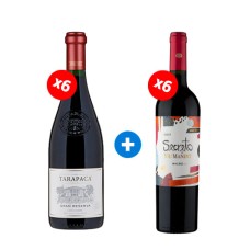 Pack 6 Botellas Gran Reserva Tarapaca Carmenere +  6 Botellas Viu Manent Secreto Malbec ($4.990 c/u)