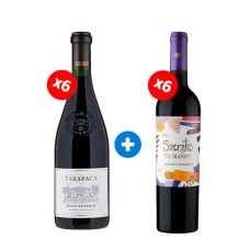 Pack 6 Botellas Gran Reserva Tarapaca Cabernet Sauvignon +  6 Botellas Viu Manent Secreto Cabernet Sauvignon ($4.990 c/u)
