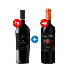 Pack 6 Botellas Montgras Gran Reserva Etiqueta Negra Cabernet Sauvignon +  6 Botellas Casa Silva Carmenere ($3.990 c/u)