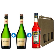 Pack 2 botellas Undurraga Brut Royal + 1 Aperol + Caja de cartón 3 botellas (R) Pack 2 botellas Undurraga Brut Royal + 1 Aperol + Caja de cartón 3 botellas (R)