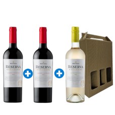 Pack 2 botellas Montgras Reserva Especial Cabernet Sauvignon + 1 Montgras Reserva Especial Sauvignon Blanc + Caja de cartón 3 botellas (R)