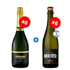 Pack 6 Espumantes Viña Mar Brut 750cc + 6 Espumantes Moutier Extra Brut 750cc (3.990 c/u)
