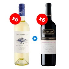 Pack 6 Botellas Santa Ema Gran Reserva Cabernet + 6 Botellas Casas Del Bosque Collection Sauvignon Blanc ($4.990 c/u) Pack 6 Botellas Santa Ema Gran Reserva Cabernet + 6 Botellas Casas Del Bosque Collection Sauvignon Blanc ($4.990 c/u)