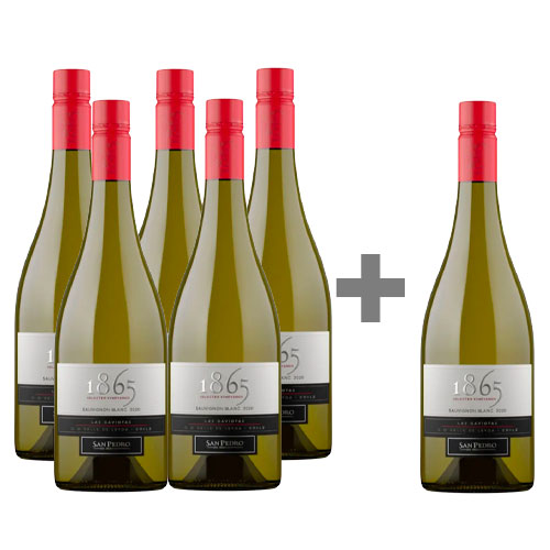 Caja de 6 Botellas 1865 San Pedro Sauvignon Blanc (PAGUE 5, LLEVE 6) ($8.983 c/u) Caja de 6 Botellas 1865 San Pedro Sauvignon Blanc (PAGUE 5, LLEVE 6) ($8.983 c/u)