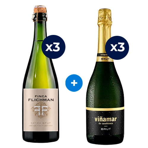 3 Espumante Finca Flichman Extra Brut 750cc + 3 Espumante Viña Mar Brut 750cc ($3.990 c/u) (v1) 3 Espumante Finca Flichman Extra Brut 750cc + 3 Espumante Viña Mar Brut 750cc ($3.990 c/u) (v1)