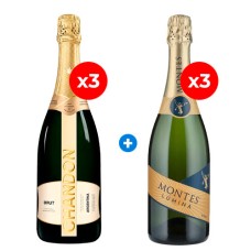 Pack de 6 Espumantes: 3 Chandon Brut + 3 Montes Lumina Brut Pack de 6 Espumantes: 3 Chandon Brut + 3 Montes Lumina Brut