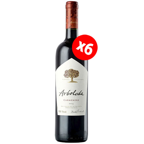 Caja de 6 botellas de Vino Arboleda Carmenere ($8.990 c/u)* Caja de 6 botellas de Vino Arboleda Carmenere ($8.990 c/u)*