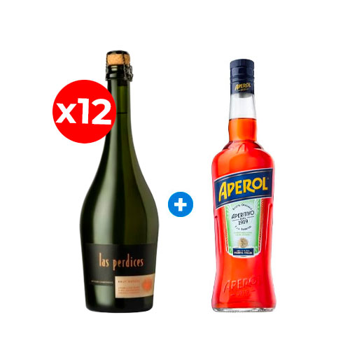Pack de 12 Espumante Las Perdices Brut Nature, Método Tradicional, Argentino + Aperol de Regalo Pack de 12 Espumante Las Perdices Brut Nature, Método Tradicional, Argentino + Aperol de Regalo