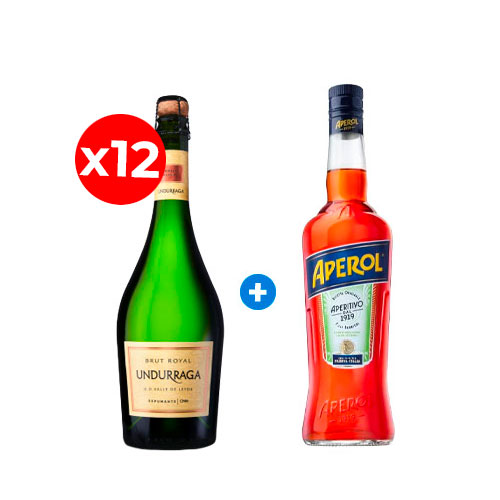 Pack de 12 Espumante Undurraga Brut Royal + Aperol de Regalo Pack de 12 Espumante Undurraga Brut Royal + Aperol de Regalo