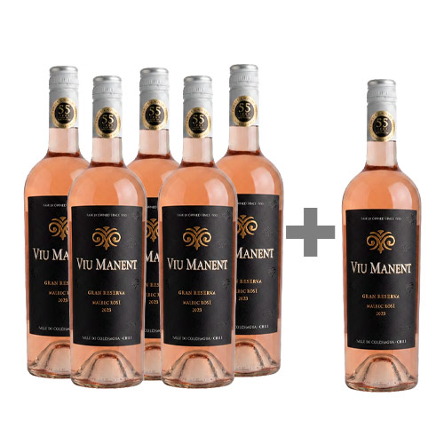 Caja de 6 Botellas Viu Manent Gran Reserva Malbec Rosé (PAGUE 5 LLEVE 6) ($4.991 c/u) Caja de 6 Botellas Viu Manent Gran Reserva Malbec Rosé (PAGUE 5 LLEVE 6) ($4.991 c/u)