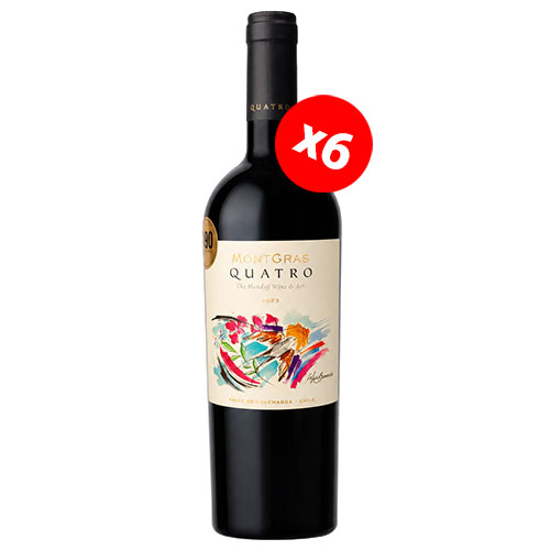 Caja de 6 unidades MontGras Quatro Blend Tinto ($4.990 c/u) Caja de 6 unidades MontGras Quatro Blend Tinto ($4.990 c/u)