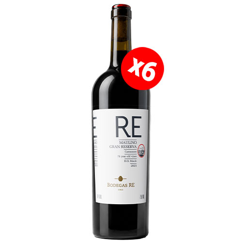 Caja de 6 botellas de Bodegas RE maulino Gran Reserva Carmenere 75 year old Vines ($4.990 c/u) Caja de 6 botellas de Bodegas RE maulino Gran Reserva Carmenere 75 year old Vines ($4.990 c/u)