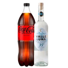 Pack Pisco Artesanal Valle Luna doble destilado 35° + Coca-Cola Zero 1.5lt Pack Pisco Artesanal Valle Luna doble destilado 35° + Coca-Cola Zero 1.5lt
