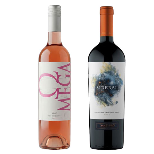 Pack 1 Botella Vino Sideral, San Pedro, Blend + 1 Botella Vino Omega, Viña Vik, Rosé ($13.990 c/u) Pack 1 Botella Vino Sideral, San Pedro, Blend + 1 Botella Vino Omega, Viña Vik, Rosé ($13.990 c/u)