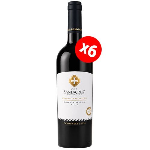 Caja de 6 unidades Chamán Gran Reserva Carmenere Viña SantaCruz ($5.990 c/u) Caja de 6 unidades Chamán Gran Reserva Carmenere Viña SantaCruz ($5.990 c/u)