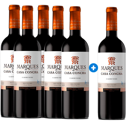Caja de 6 unidades Marqués de Casa Concha Carmenere (PAGUE 5, LLEVE 6) ($8.983 c/u) Caja de 6 unidades Marqués de Casa Concha Carmenere (PAGUE 5, LLEVE 6) ($8.983 c/u)