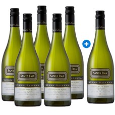 Caja 6 unidades Santa Ema Gran Reserva Sauvignon Blanc 750cc 5*6 (Pague 5, Lleve 6)