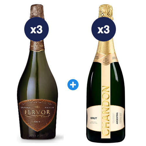 Pack 6 Espumantes Casa Silva Fervor Brut x3 + Chandon Brut x3 750 ml Pack 6 Espumantes Casa Silva Fervor Brut x3 + Chandon Brut x3 750 ml