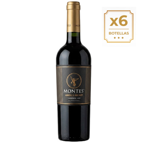 Caja de 6 botellas Montes Angel´s Secret Carmenere ($9.990 c/u) Caja de 6 botellas Montes Angel´s Secret Carmenere ($9.990 c/u)