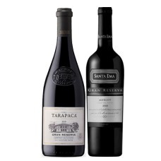 Pack 6 botellas Gran Reserva de Tarapacá Cabernet Sauvignon + 6 Santa Ema Gran Reserva Merlot ($5.990 c/u)